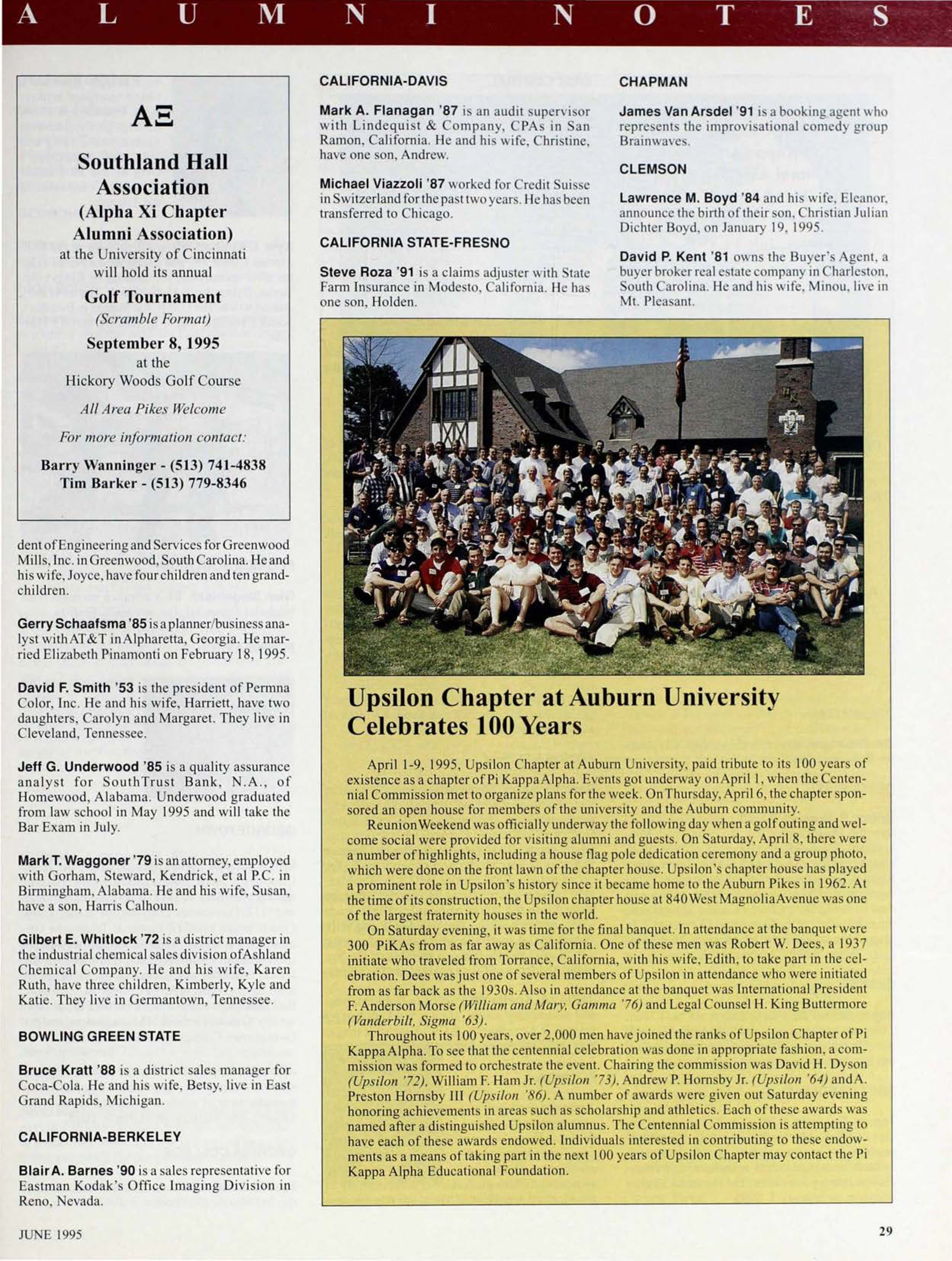 Alpha Xi Chapter Advertisement, June 1995